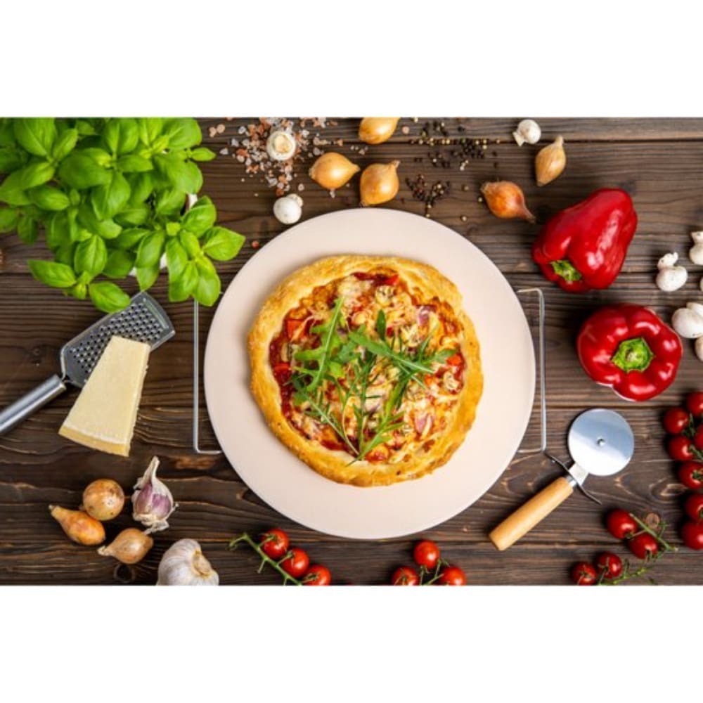 Smile - Pizza Stone 33 cm - Pizzasteen - Inclusief Pizza Snijmes