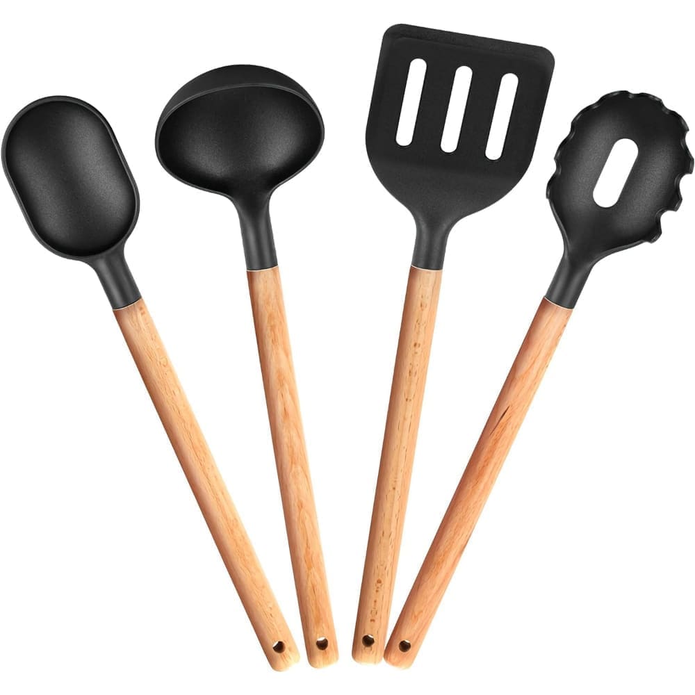 Smile - Set van 4 stuks Keukengerei - Complete Set Keukenspatels Beukenhout