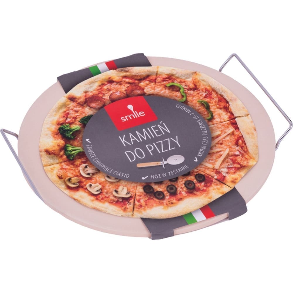 Smile - Pizza Stone 33 cm - Pizzasteen - Inclusief Pizza Snijmes